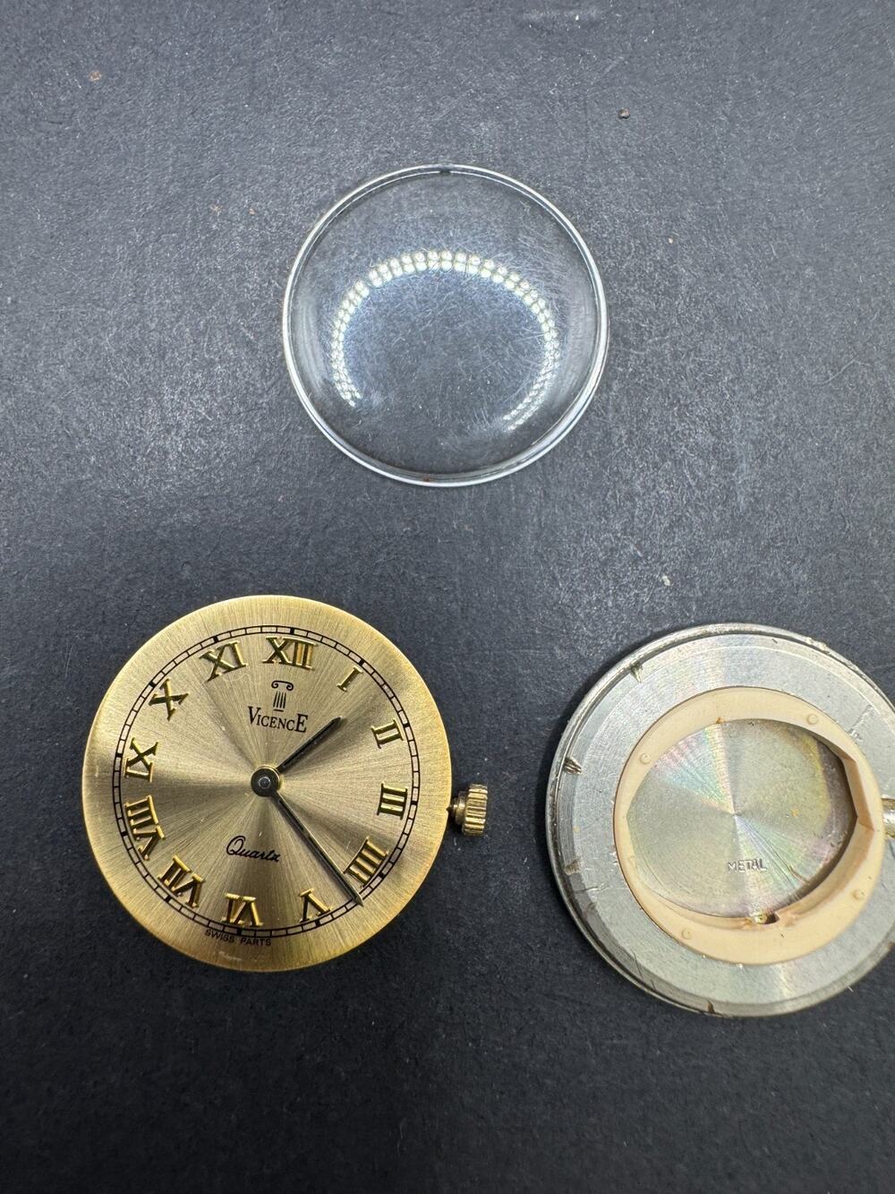 Vintage Vicence Milor Italian Quartz Swiss Watch Yellow Gold Case Movemnt